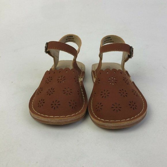 Flaryzone Girls FLR08 Brown Leather Round Toe Casual Flat Sandals Size US 9 - Picture 4 of 11